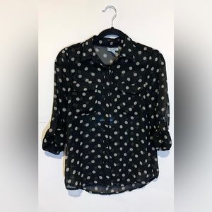Black & Cream Polka Dot Button Down - XSmall